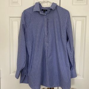 Blue and white gingham tunic.